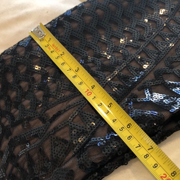 🖤 Black sequins + mesh pattern, beige lined stretch elastic band waist leggings - Picture 11 of 12